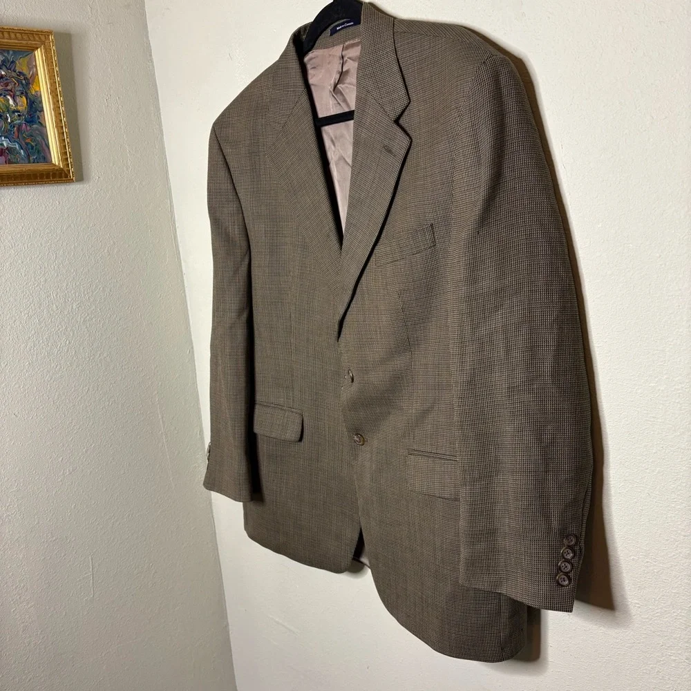 Lauren by Ralph Lauren Classic Men's Brown Plaid Two-Button Wool Blazer 2x